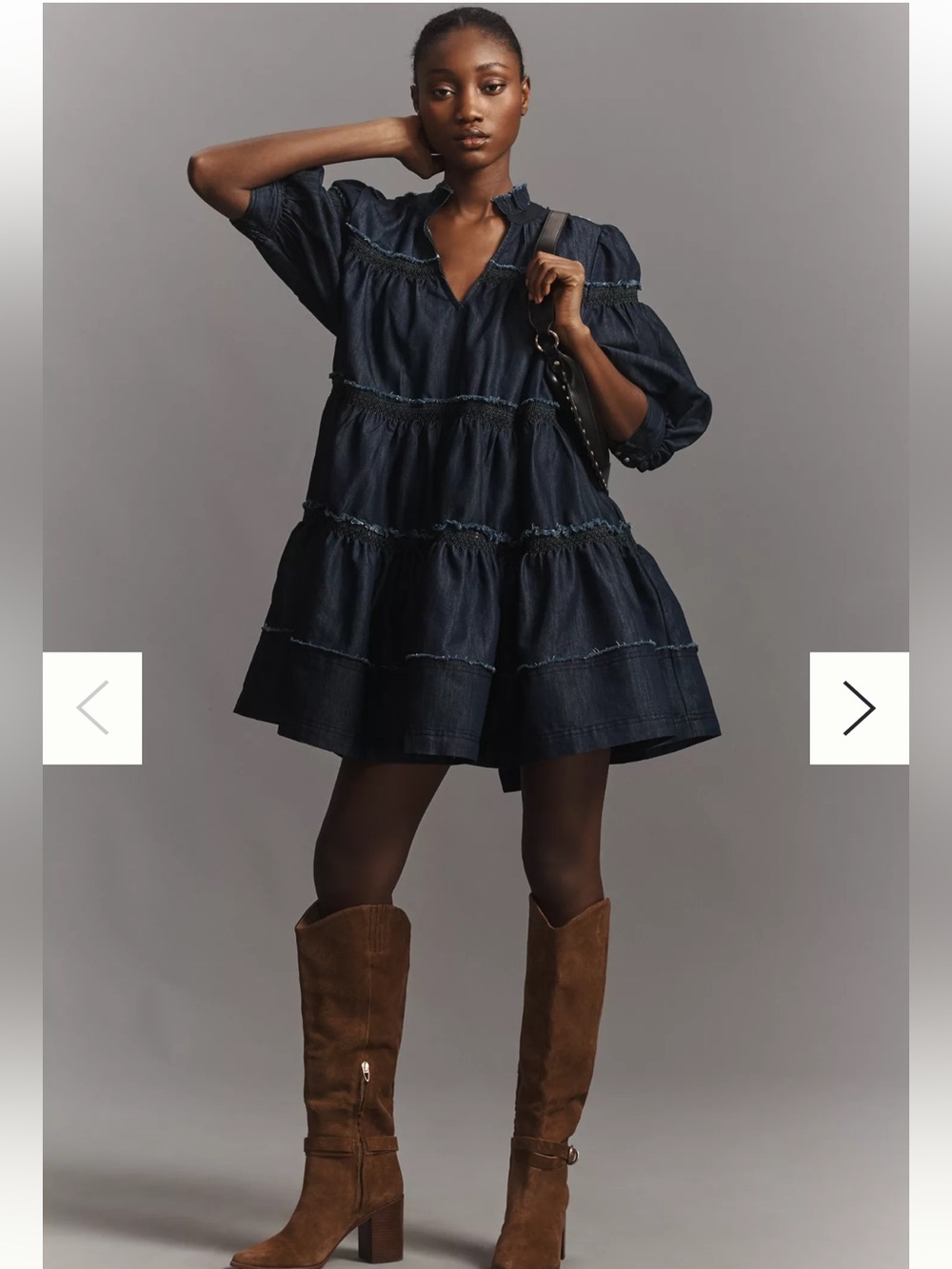 Anthropologie Pilcro Tiered Denim Mini Swing Dress
